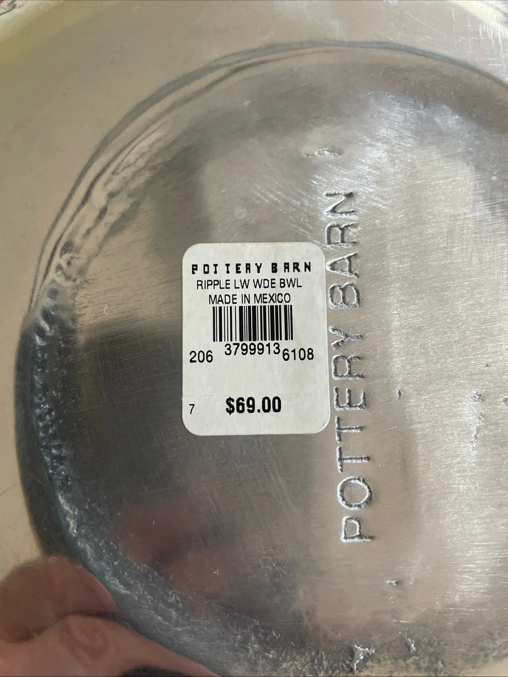 Pottery Barn Silver Ripple Wide Bowl